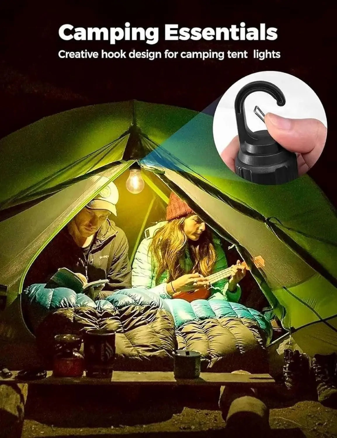 New Outdoor Camping Hanging Type-C Charging Retro Light Bulb Lighting Decoration